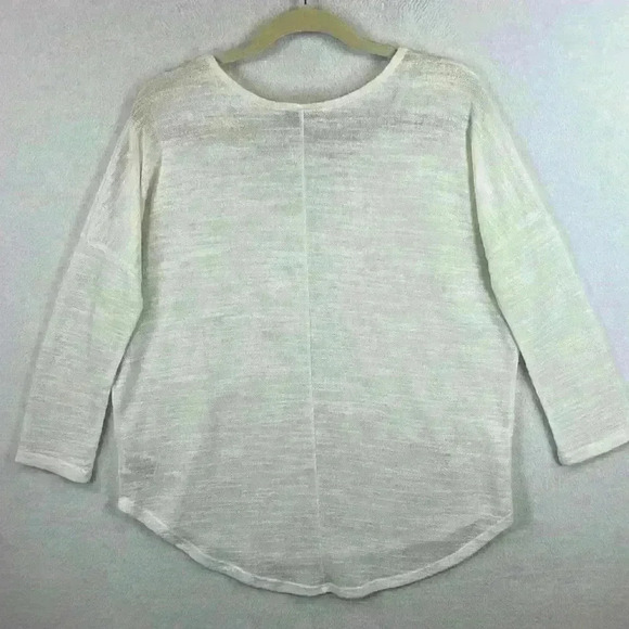 Olive & Oak Pullover Sweater Women's Large White Textured Semi-Sheer Oversized - Picture 3 of 7